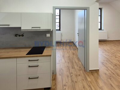 Pronájem podkrovního bytu 2+kk, 64m2, v hist. domě v centru Českých Budějovic, nám. Přem. Ot. II.